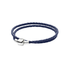 Carica l'immagine nel visualizzatore di Gallery, Bracciale di base in corda di cuoio in argento sterling 925 stile 9 per donna Chiusura con clip adatta perline e pendenti per donna 
