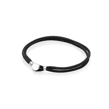 Carica l'immagine nel visualizzatore di Gallery, Bracciale di base in corda di cuoio in argento sterling 925 stile 9 per donna Chiusura con clip adatta perline e pendenti per donna 