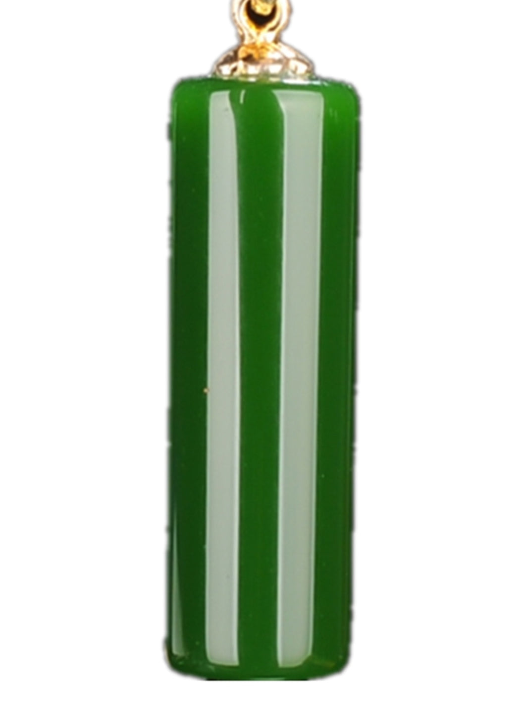 925 Silver Inlaid Hetian Jade Cylinder Pendant Necklace