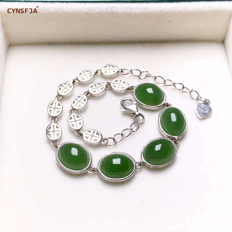 925 Silver Inlaid With Russian Jasper Bangle Bracelet Certified Natural Jasper Lucky Jade Bracelets High Quality Birthd Gifts