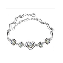 Carica l'immagine nel visualizzatore di Gallery, 925 Sterling Silver Bracelet Korean Style Bracelets For Women 3A Zircon Heart Pattern Romantic Bracelets &amp; Bangles For Lover
