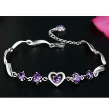 Carica l'immagine nel visualizzatore di Gallery, 925 Sterling Silver Bracelet Korean Style Bracelets For Women 3A Zircon Heart Pattern Romantic Bracelets &amp; Bangles For Lover