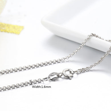 925 Sterling Silver Circles Link Rolo Chain Necklaces Women Girls 45cm 18in Italy Jewelry kolye collares collane collier ketting