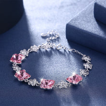 Load image into Gallery viewer, 925 Sterling Silver Crystal Butterfly Charm Bracelets for Women Lady Party Gift about 17+4cm Long Fashion Jewelry