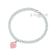 Carica l&#39;immagine nel visualizzatore di Gallery, 925 Sterling Silver Double Heart Pendant Necklace Blue Pink Enamel Chain Clavicle Necklace Best Gift for Women Girl Short Choker