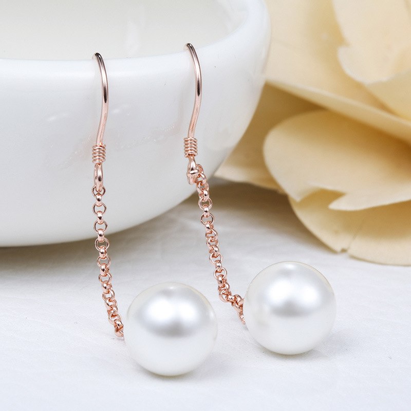 925 Sterling Silver Drop Earrings Pearl Dangle Earrings Fashion Simple Elegant Silver 925 Jewelry For Women