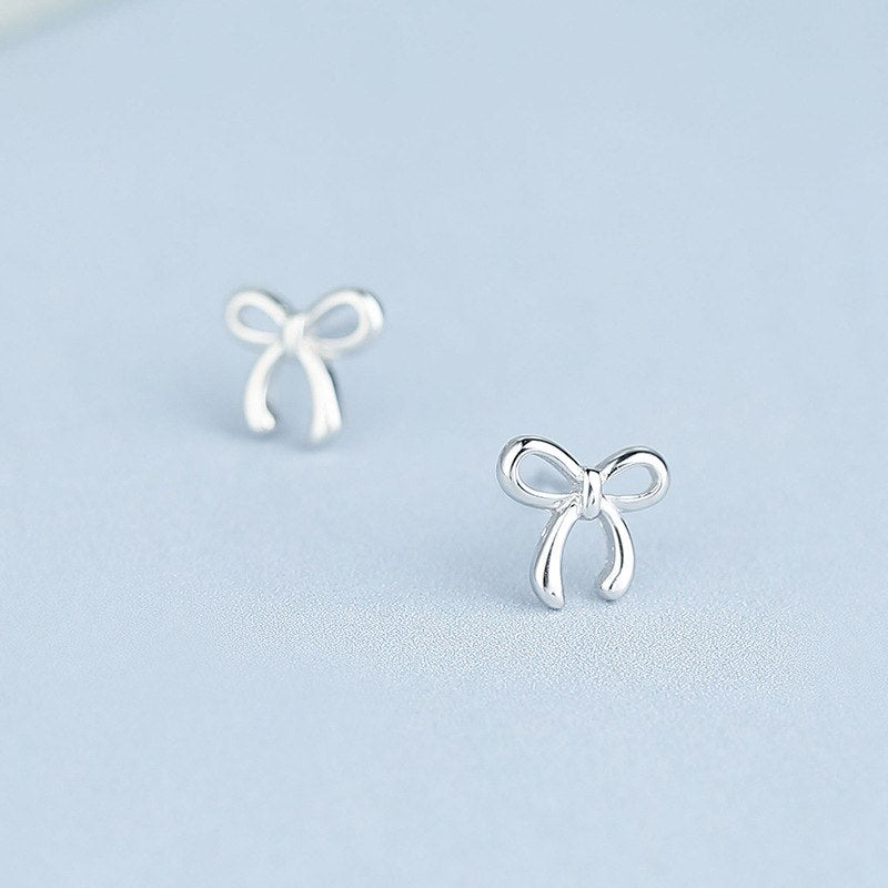 925 Sterling Silver Earrings Cute Bowknot Stud Earrings For Women Fashion Girl Sterling-silver-jewelry