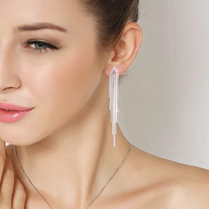 925 Sterling Silver Exaggeration Tassel Earrings For Women Fashion Vintage Long Earrings Sterling-silver-jewelry L105