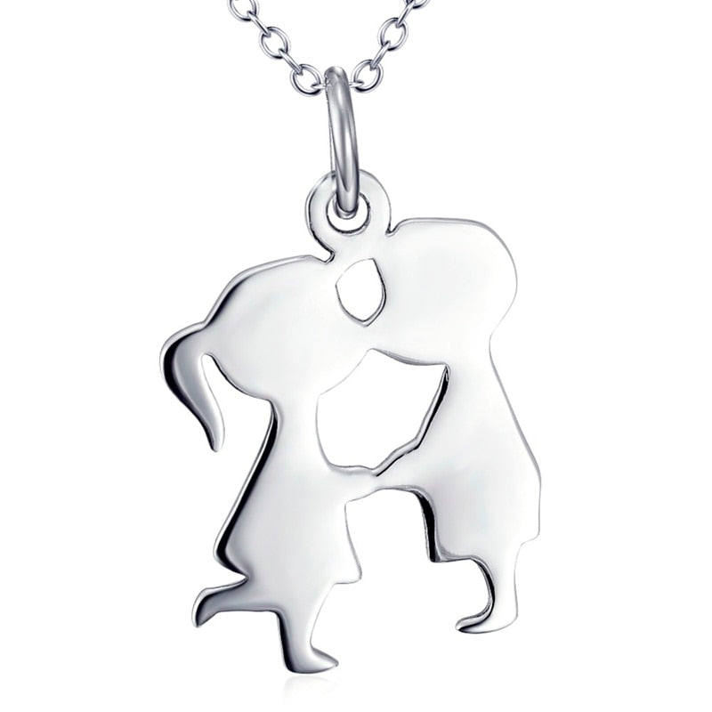 Collana in argento sterling 925 con ciondolo per ragazza e ragazzo Collana girocollo per donna Amante del partito Coppia Collare Regalo Gioielli CHX11967 