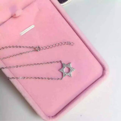 Collane con pendenti esagonali in argento sterling a cinque punte con stella di David in argento sterling 925. Girocollo a catena con clavicola, gioielli ipoallergenici 