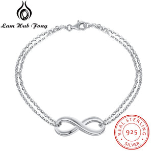 925 Sterling Silver Infinity Bracelets & Bangles For Women 8 Shape Double Chain Bracelet Party Trendy Jewelry (Lam Hub Fong)