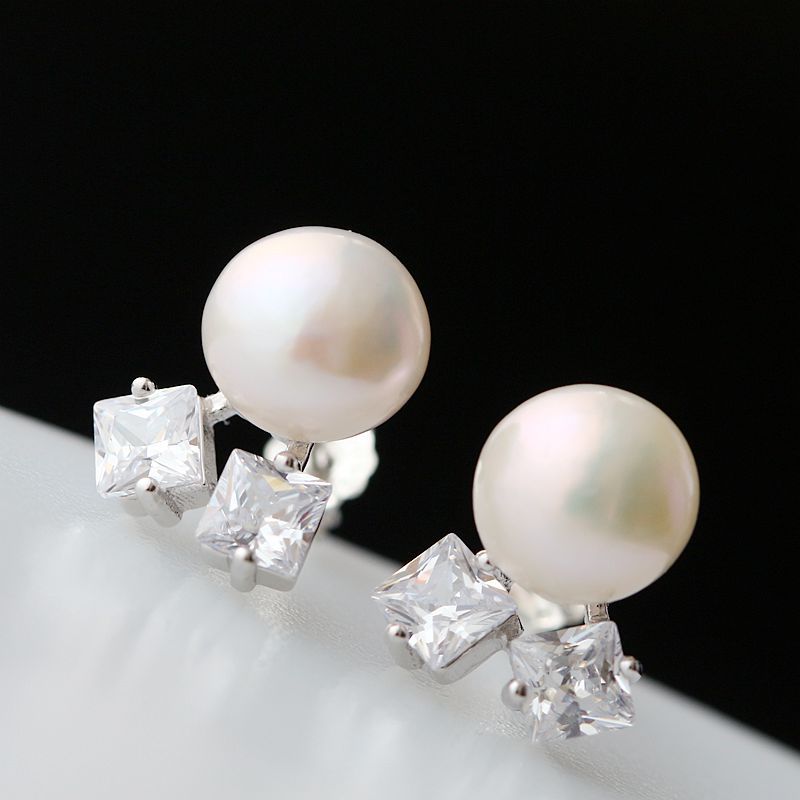 925 Sterling Silver Jewelry Silver Earrings Korean fashion ladies with natural pearl earrings