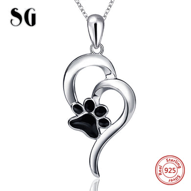 925 Sterling Silver Necklace Chain fine Jewelry black Enamel animal Dog's claw Necklaces & Pendants For women Customized