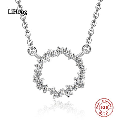 Collana in argento sterling 925 a forma rotonda con zirconi semplici collane con ciondolo per gioielli da donna Bijoux 