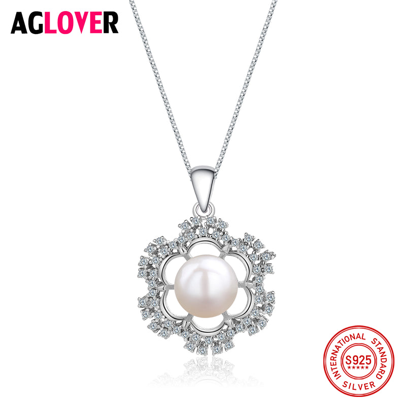 Collane in argento sterling 925 Collana con ciondolo donna con perle e fascino di moda Gioielli in argento femminile di lusso 