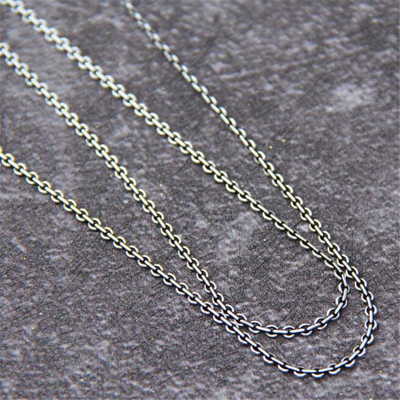 925 Sterling Silver Necklaces Women Men Chain Necklaces Rope Chain Antique Silver Color Statement Necklace Fine Jewelry 2mm