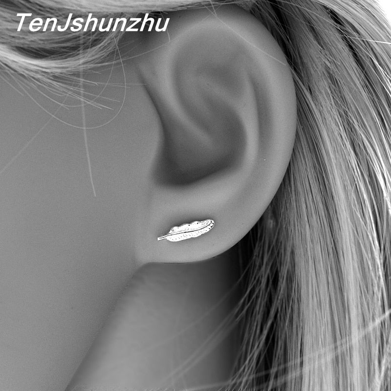 Orecchini in argento sterling 925 che prevengono le allergie con piume Brincos per le donne Orecchini da sposa Accessori per gioielli EH560 