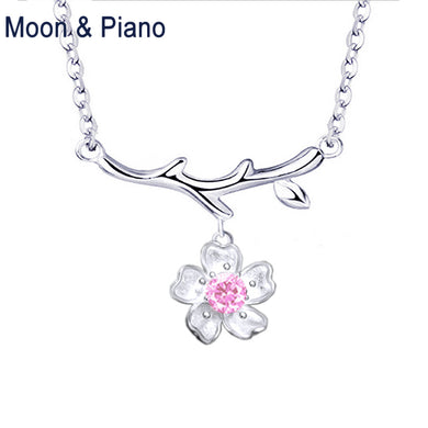 Collana Sakura in argento sterling 925 Dolci fiori di ciliegio Office Lady Gioielleria raffinata per donna Regalo di nozze Nuovi arrivi 