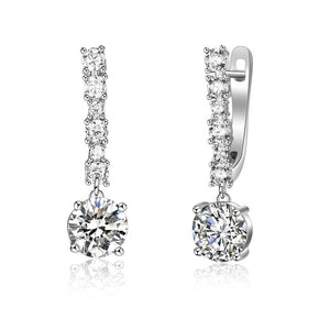 925 Sterling Silver Shining Cubic Zirconia Dangle Earrings Wedding Engagement Drop Earrings Women Jewelry (EA102871)