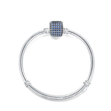 Load image into Gallery viewer, 925 Sterling Silver Snake Chain Basic Bracelets Charms Heart Clip Blue Pink Purple Crystal Clasp Fit Women Diy Bracelets