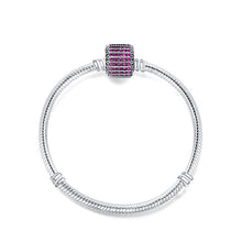 Load image into Gallery viewer, 925 Sterling Silver Snake Chain Basic Bracelets Charms Heart Clip Blue Pink Purple Crystal Clasp Fit Women Diy Bracelets
