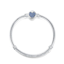 Load image into Gallery viewer, 925 Sterling Silver Snake Chain Basic Bracelets Charms Heart Clip Blue Pink Purple Crystal Clasp Fit Women Diy Bracelets