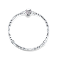 Load image into Gallery viewer, 925 Sterling Silver Snake Chain Basic Bracelets Charms Heart Clip Blue Pink Purple Crystal Clasp Fit Women Diy Bracelets