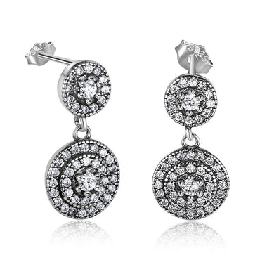 925 Sterling Silver Stud Earrings Double Round Love Earrings For Wedding Vintage Style Women Jewelry Gifts (EA102013)