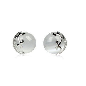 925 Sterling Silver Stud Earrings With White Opal Stone Fashion Earrings