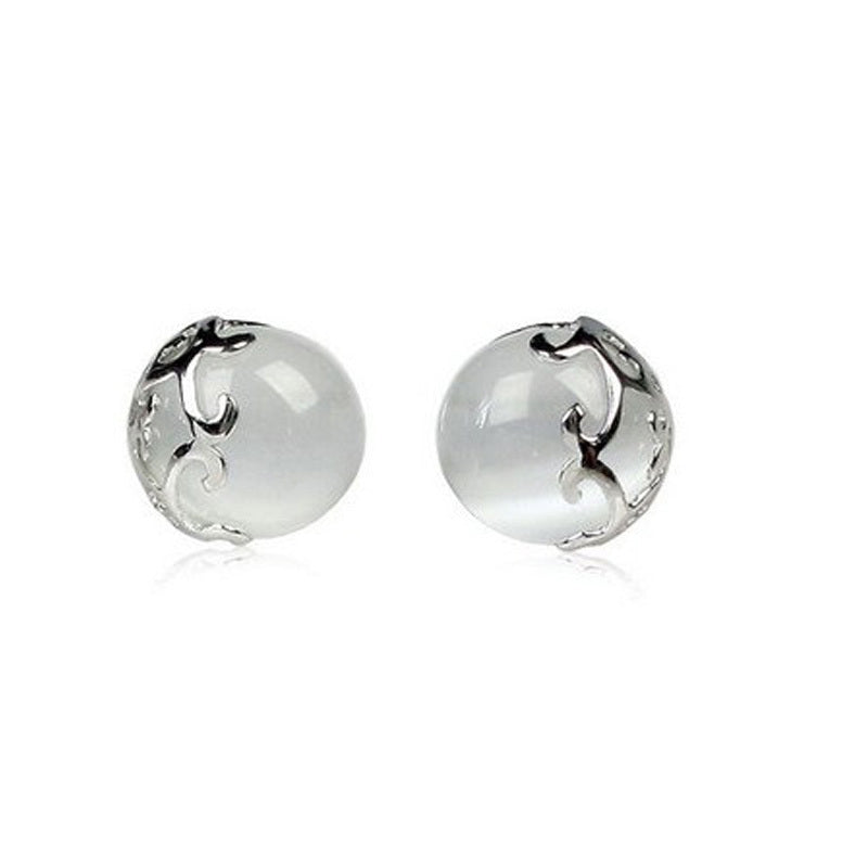 925 Sterling Silver Stud Earrings With White Opal Stone Fashion Earrings