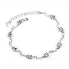 Carica l'immagine nel visualizzatore di Gallery, Bracciale in bambù intrecciato in argento sterling 925 femminile Versione coreana Gioielli Bracciale in argento di cristallo di moda retrò per donne ragazze 