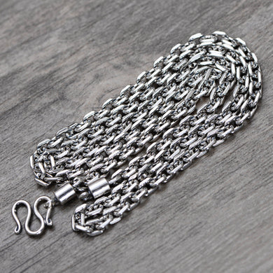 925 Sterling Silver Vintage Thai Silver Retro Men & Women Chain Necklace Fine Jewelry 4mm Link Chain for Tough Guy CH058714