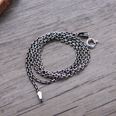 925 Sterling Silver Vintage Thai Silver Retro Men & Women Chain Necklace Fine Jewelry Round Circle Chain CH053887