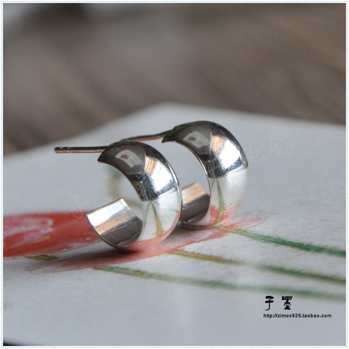 925 pure silver intime high polished surface are half a pack of mishang Earrings