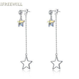 925 silver jewelry woman drop earrings star shape Natural Crystal fashion and fine jewelry party gift