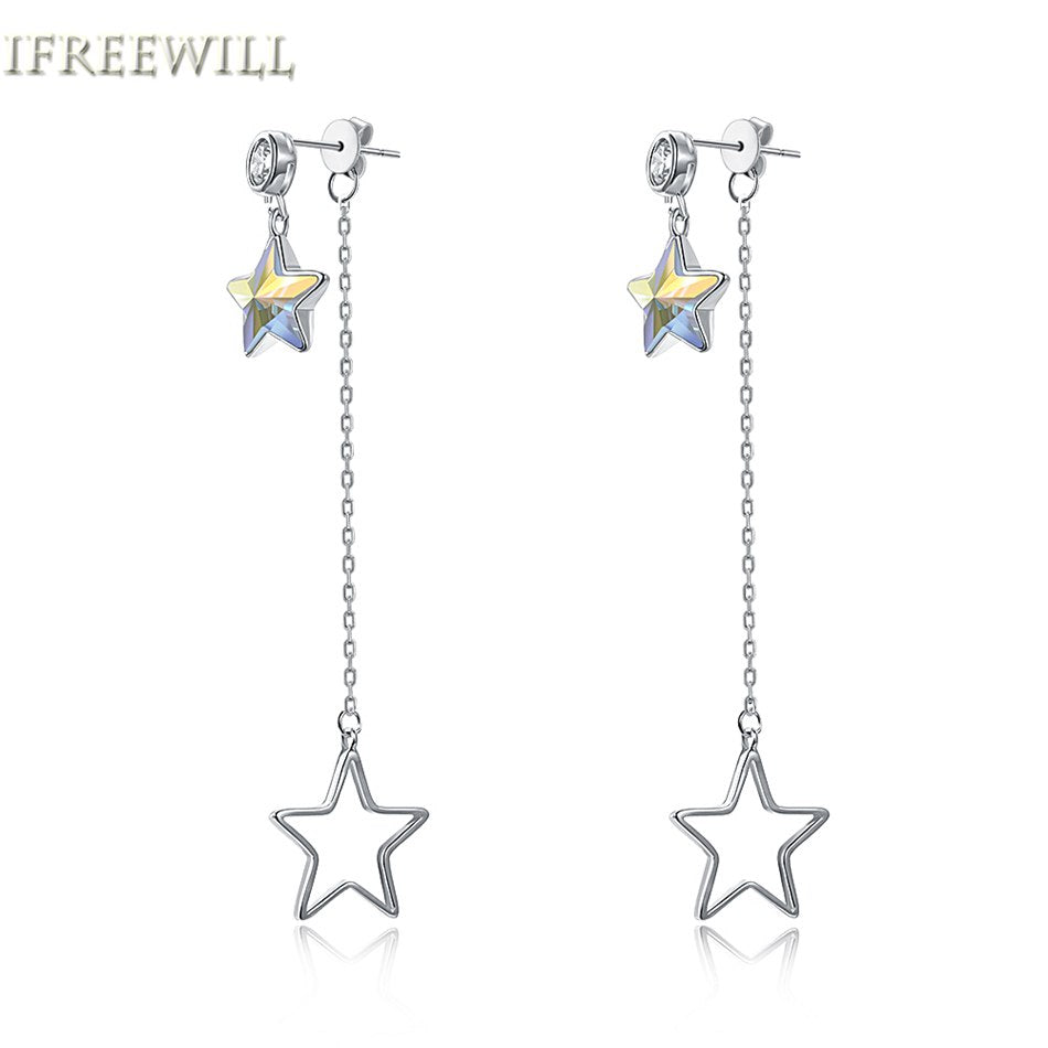 925 silver jewelry woman drop earrings star shape Natural Crystal fashion and fine jewelry party gift