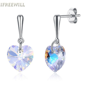 925 silver stud earrings for woman trendy Simple heart crystal fashion snd fine jewelry party gift