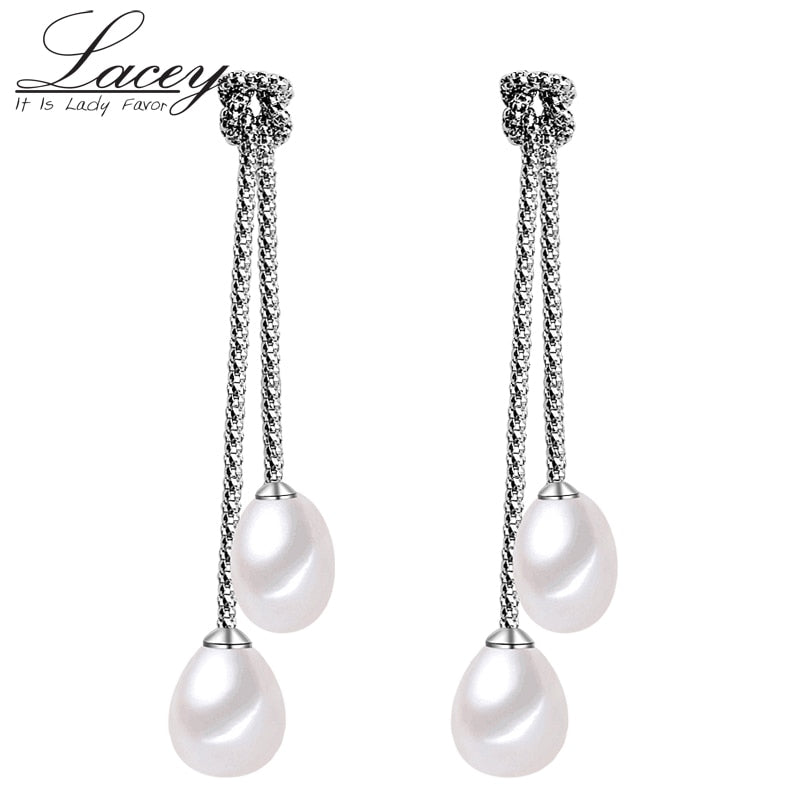 925 sterling silver pearl earrings for women,natural long pearl earring jewelry double pearls tassel earrings