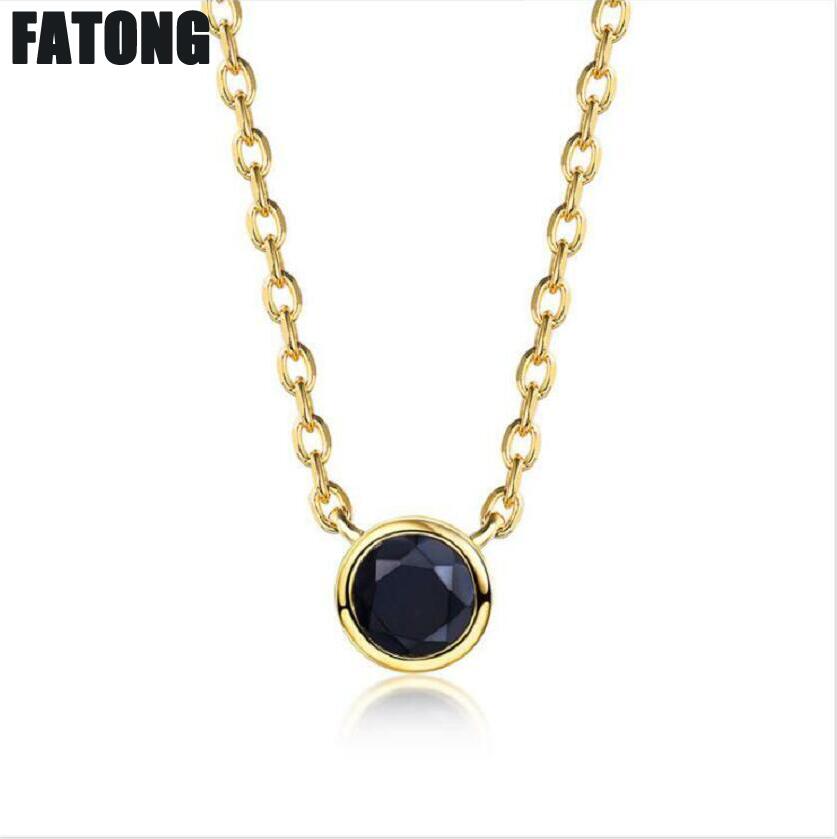 925 sterling silver black zircon European and American simple fashion necklace female J0273