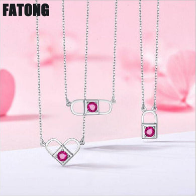 925 sterling silver deformable love lock pendant Korean necklace female six kinds of wearing method. J0278