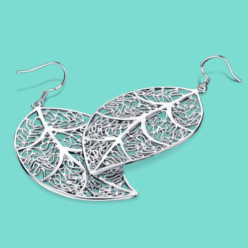 925 sterling silver earrings ms maple leaf pendant design fashion and personality Silver earrings valentine's d gift To lover