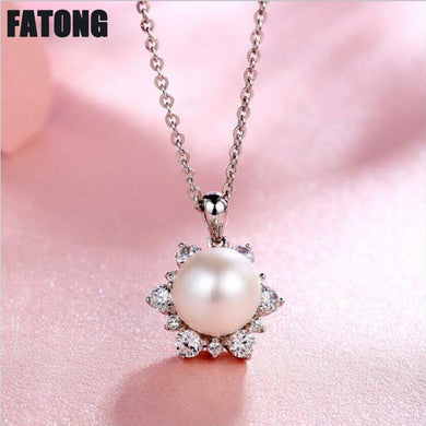 925 sterling silver flower shell pearl necklace female boutique jewelry J0272