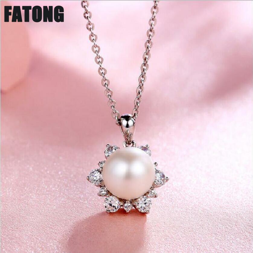 925 sterling silver flower shell pearl necklace female boutique jewelry J0272