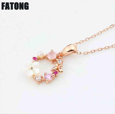 925 sterling silver garland necklace female sweet butterfly set with zircon color circle boutique jewelry J0284