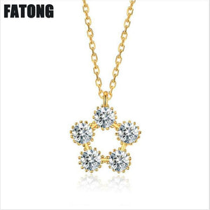 925 sterling silver lucky flower necklace female 18k gold sweet fashion flower necklace J0281
