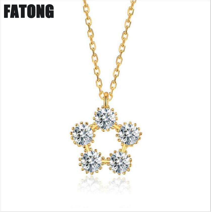 925 sterling silver lucky flower necklace female 18k gold sweet fashion flower necklace J0281