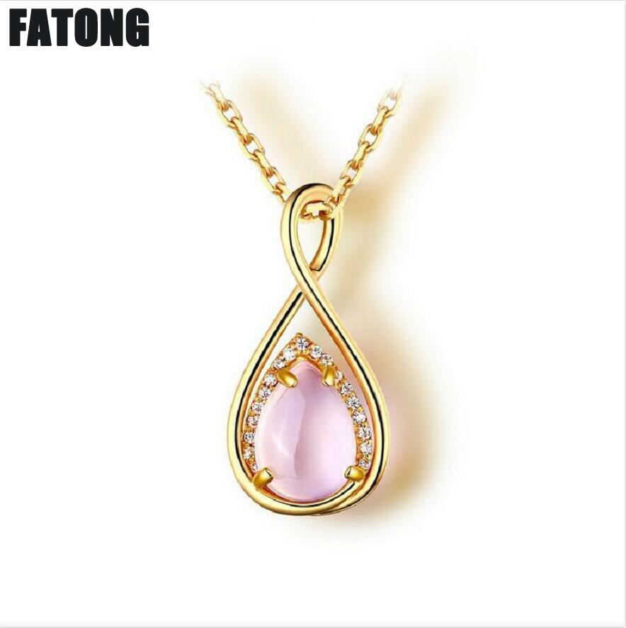 925 sterling silver natural Rose quartz Korean version of the explosion necklace female J0248
