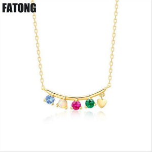 925 sterling silver natural opal stone red and blue spinel color treasure necklace female models. J0136