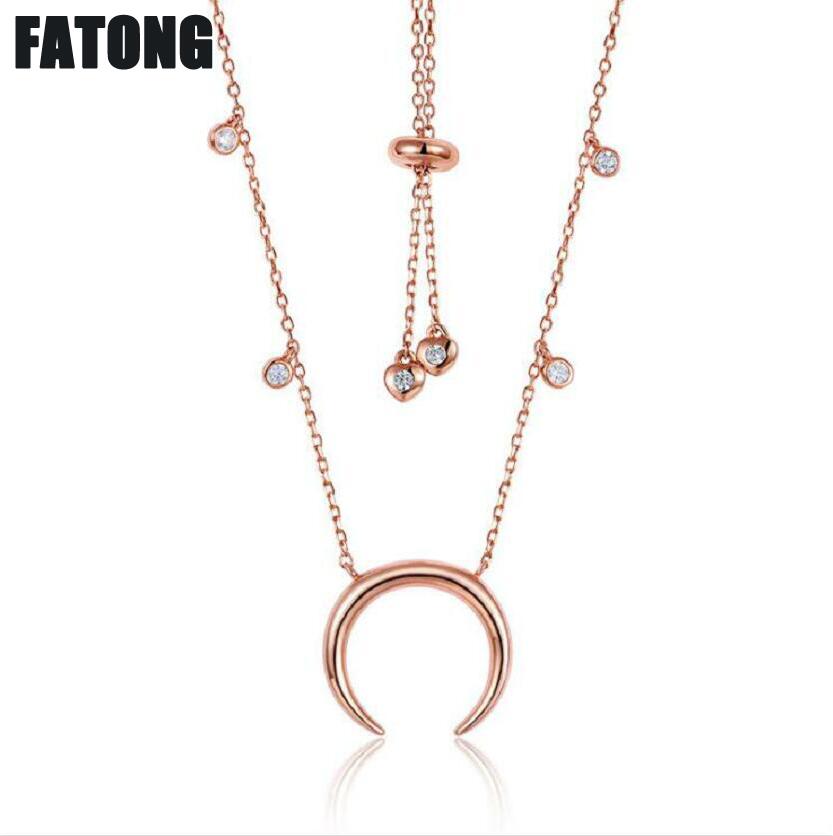 925 sterling silver necklace Japanese and Korean style moon silver jewelry necklace female J0274