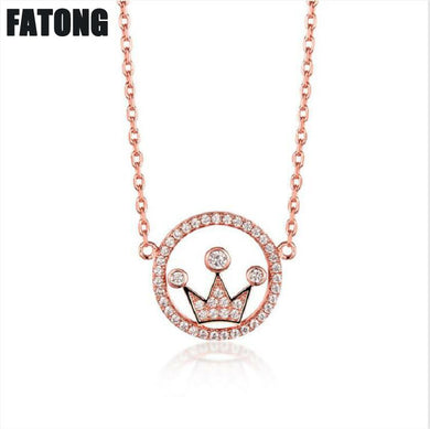 925 sterling silver rose gold fashion crown necklace female fashion jewelry J0276
